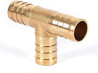 Zkenyao-Brass Connector T-Shape Brass Tee Barb Hose Fittings 6mm 8mm 10mm 12mm 3 Way Hose Tube Barb Copper Barbed Coupling, Simple to Install (Size : 12MM)