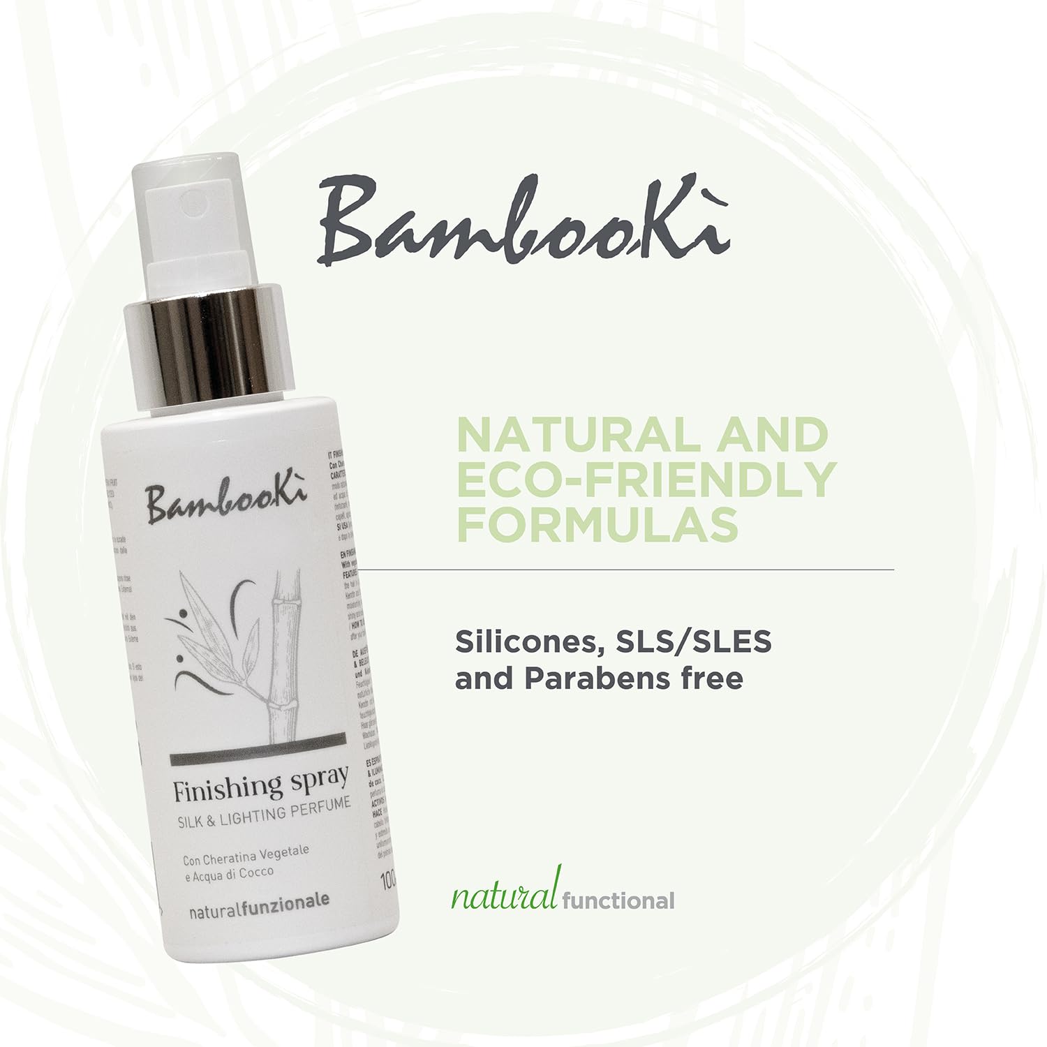 Parfum pour Cheveux Professionnel Silk & Lightning BambooKì, Soin Multi-bénéfices, Parfum Cheveux Longue Tenue, avec Kératine Végétale et Eau de Coco, Ingrédients d'Origine Naturelle, Brume 100 ml