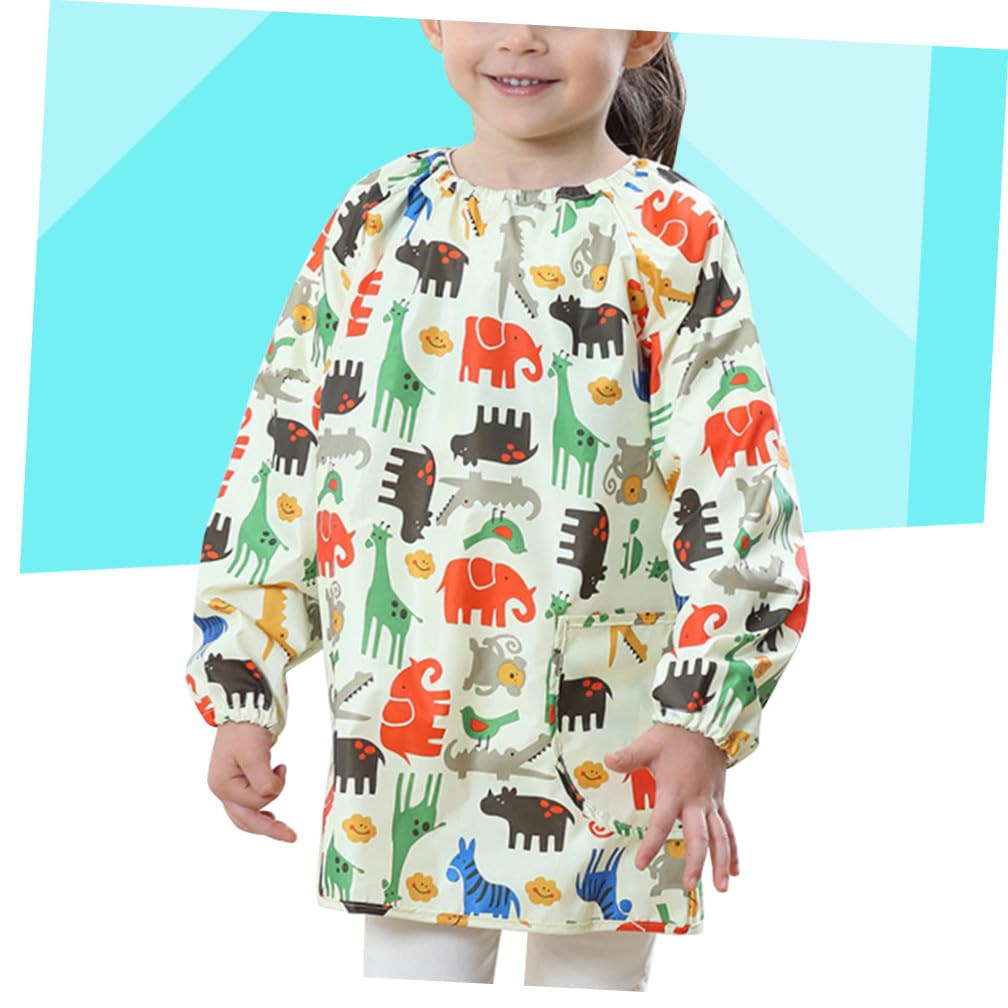 Tablier de Peinture Protège les Vêtements Jaune Imperméable Sèche Rapidement en Polyester, Manches Longues pour Garçon et Filles pour Activités Artisanales et Dessin