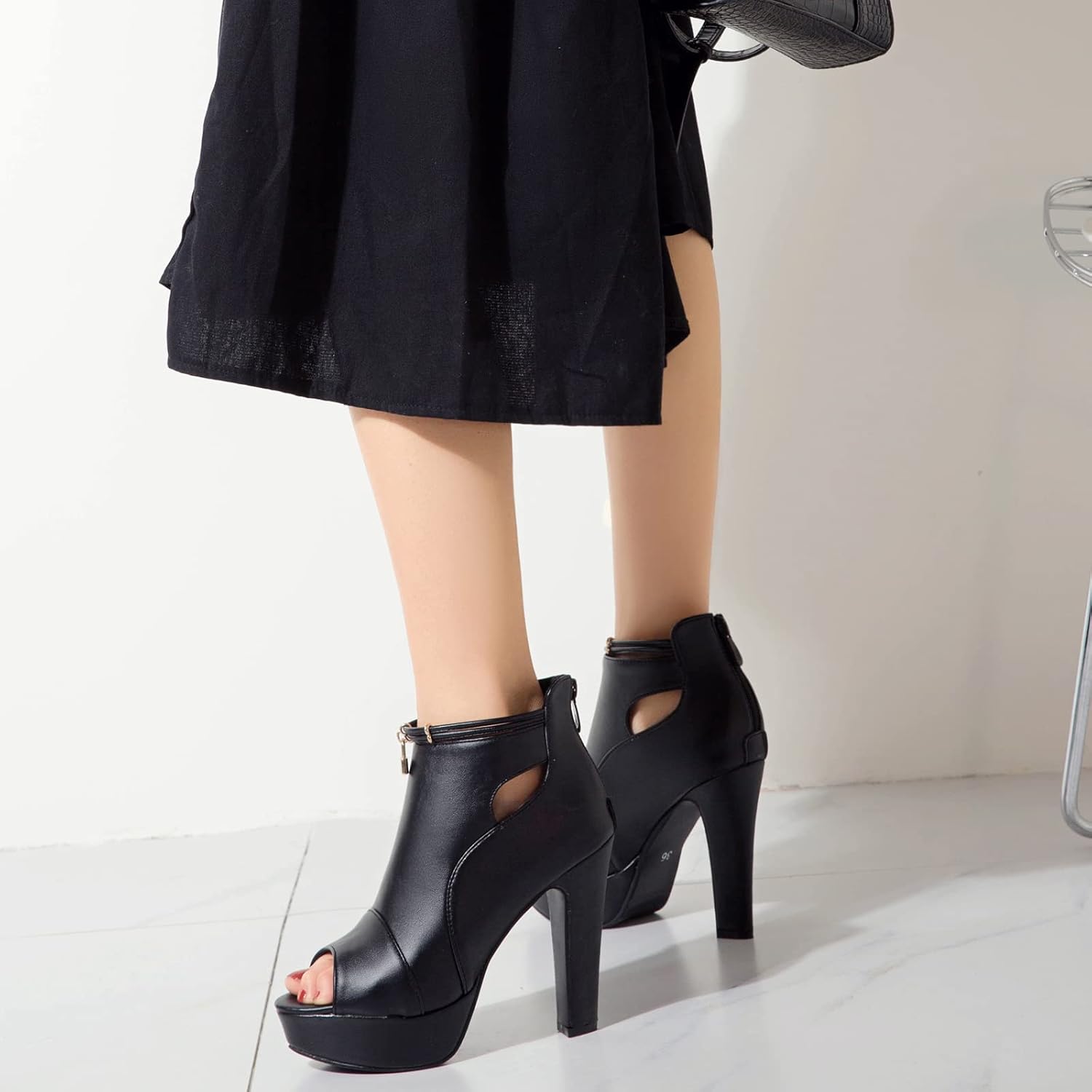 fereshte Women's Peep-Toe Sandals Stiletto High Heels Platform Summer Booties - Image 4