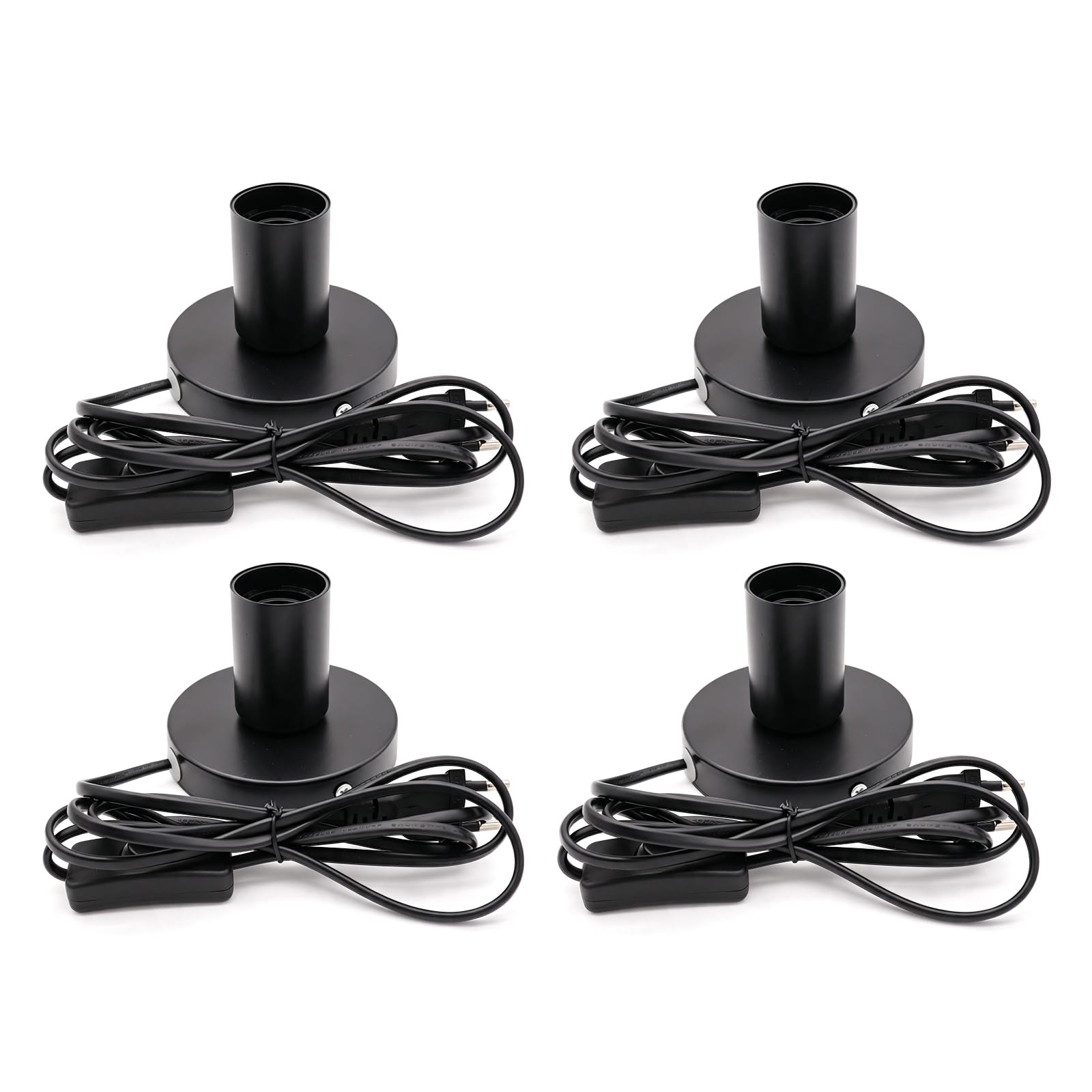 Oprawa lampy E27, 4 sztuki z kablem sieciowym 1,8 m i przełącznikiem kablowym, nadaje się do lamp stołowych DIY, lamp wiszących, oświetlenia w salonie, sypialni, biurze, kawiarni i barze