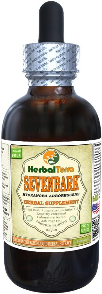 Sevenbark (Hydrangea Arborescens) Tincture, Dried Roots Liquid Extract 2 oz