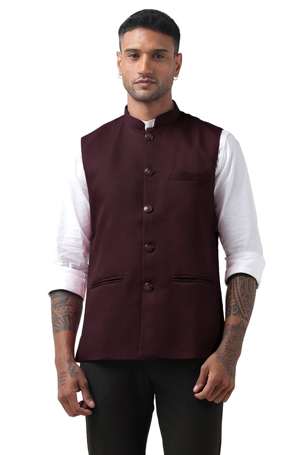 showoffff Men's Solid Purple Nehru Jacket-AD-J-440_Purple-picture-29