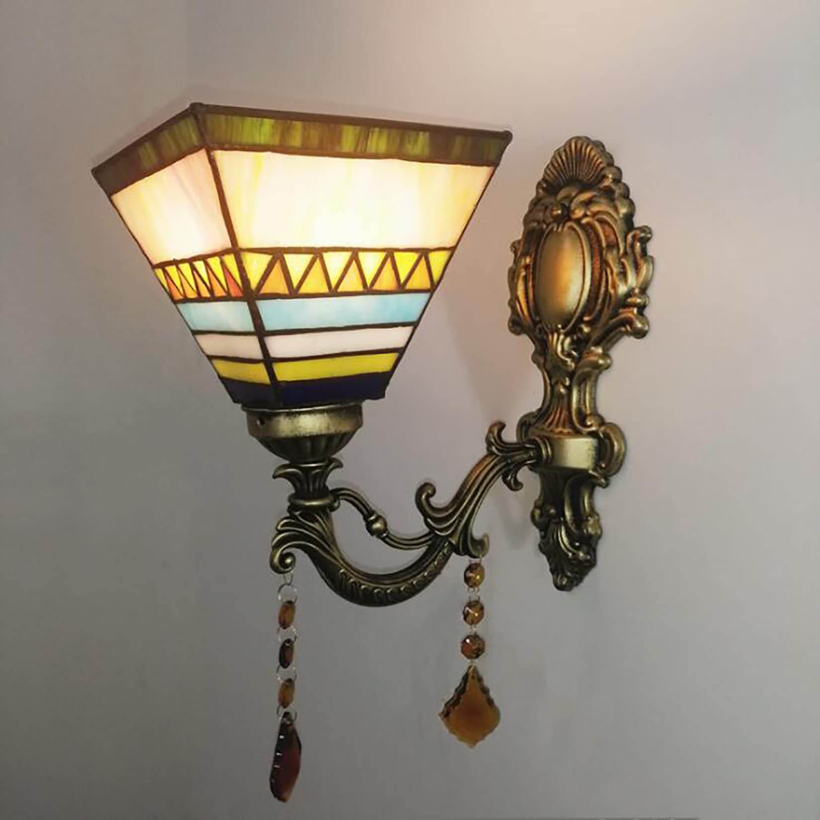 Applique murale Tiffany vintage luminaire verre cristal pour décoration salon et couloir