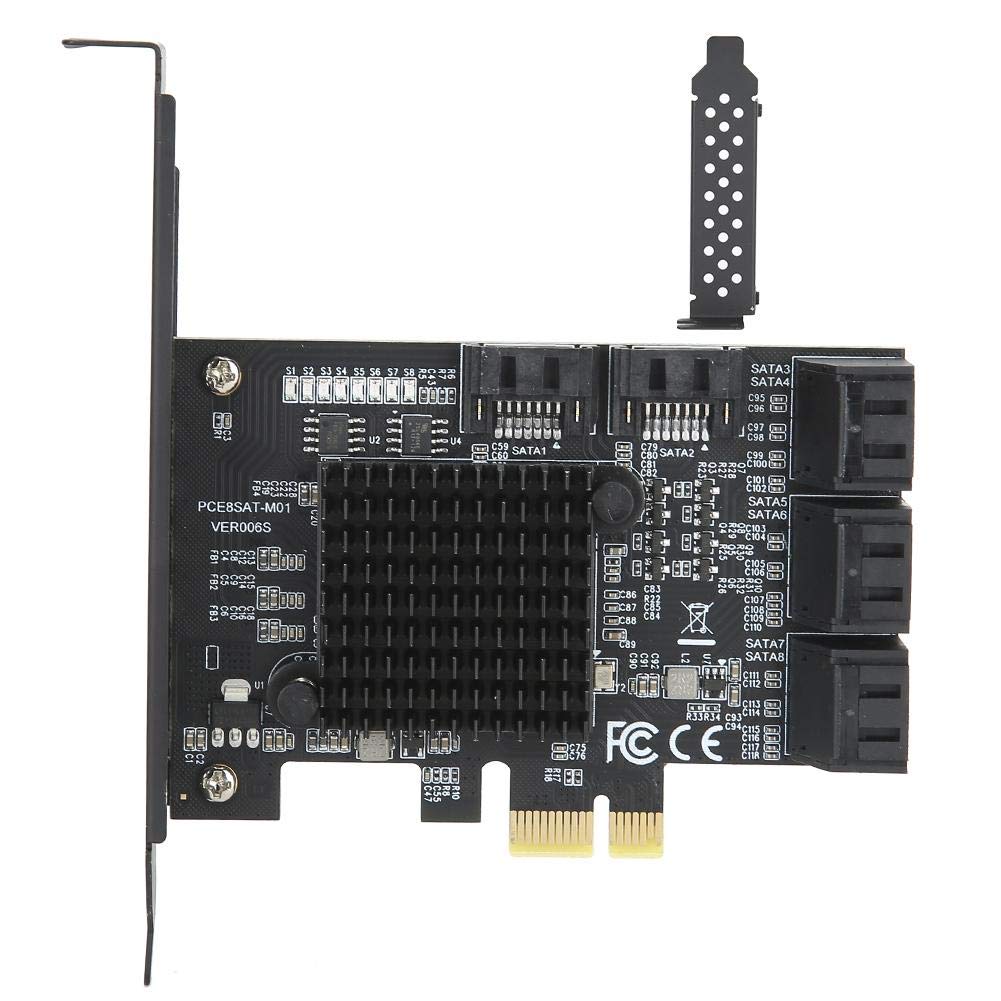 PCIe SATA Tarjeta de 8 Puertos Tarjeta de Expansión PCI-E 1X 2X 4X 8X 16X Expansion Card PCI-E a SATA3.0 Tarjeta Controladora SATA PCIe de 6 Gbps, para Desktop, para WINXP, Ubuntu