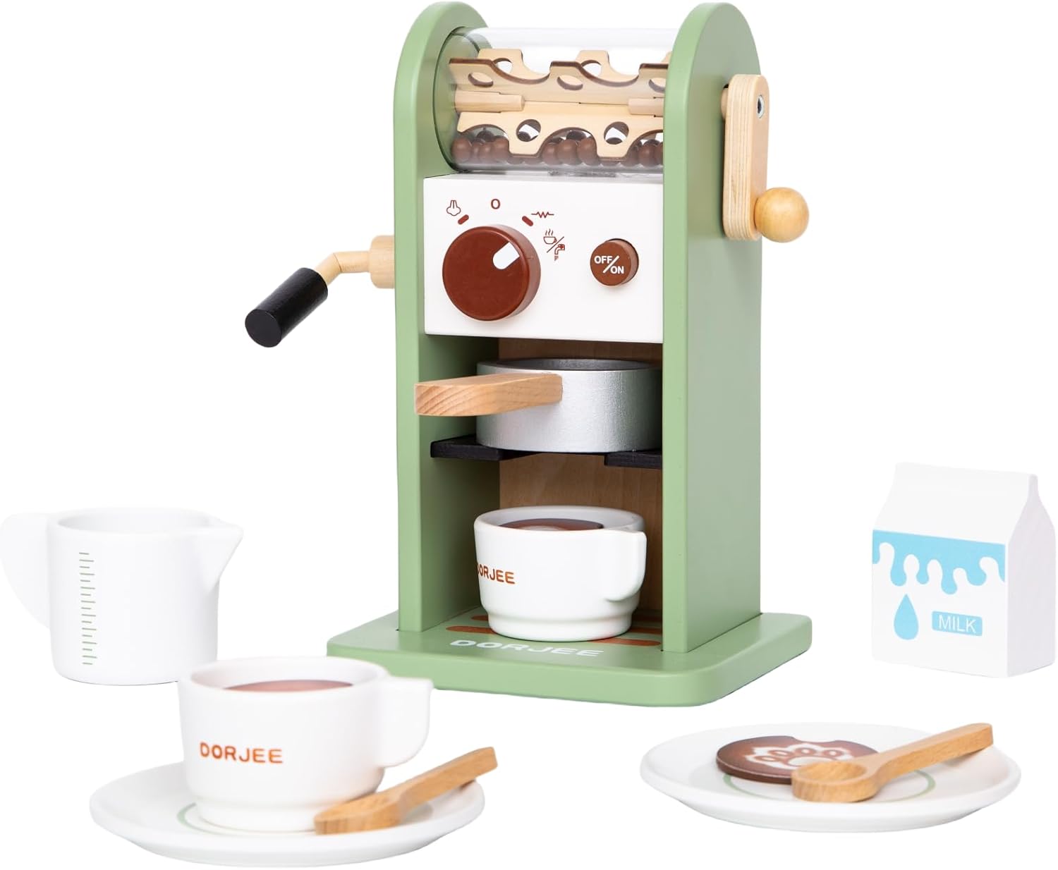 Kids Toy Coffee Maker Playset, Montessori Wooden Play