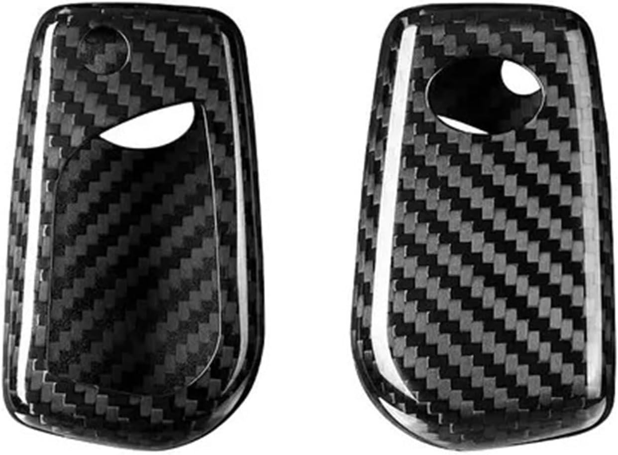 Carbon Fiber Car Smart Key Case Cover Compatible with Toyota C-HR Camry Corolla RAV4(Red Glass Fiber)
