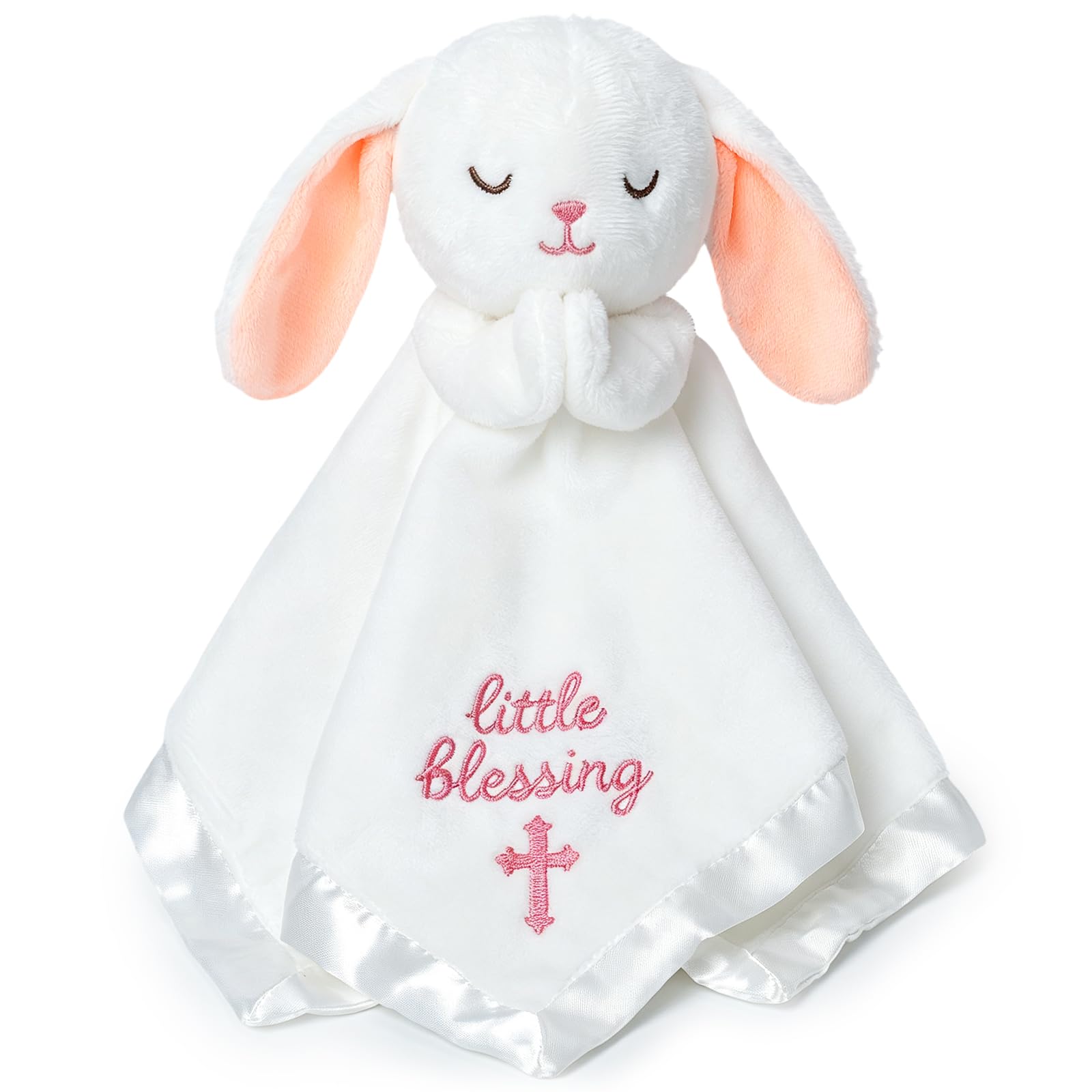 Baby Blanket Comforters Baptism Gift Set Christening Gift Sets For Girls Bunny Baby Blanket Comforter Bunny Plush Cuddle Blanket Babies Animal Snuggle Toy Infant Loveys Newborn Toddler Boys Girls