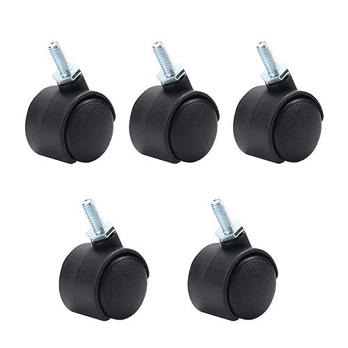 Bettomshin Rueda giratoria de nailon de 1.14 pulgadas de diámetro de 360 grados, M6mm x 0.591 in, rueda giratoria de vástago roscado de 1.142 in