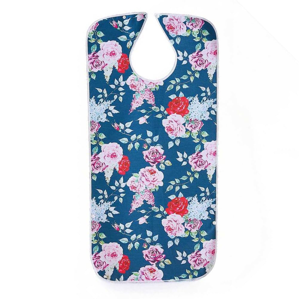 Easylife Lifestyle Solutions Women's Floral Easylife Spillguard Adult Bib (Floral) Full-Length Waterproof Bib Shirt Protector With Press-Stud Fastening (L90xw43cm) Anti-Bacterial Wipe-Clean Polyester Adult Bibs & Men - Fully Guaranteed