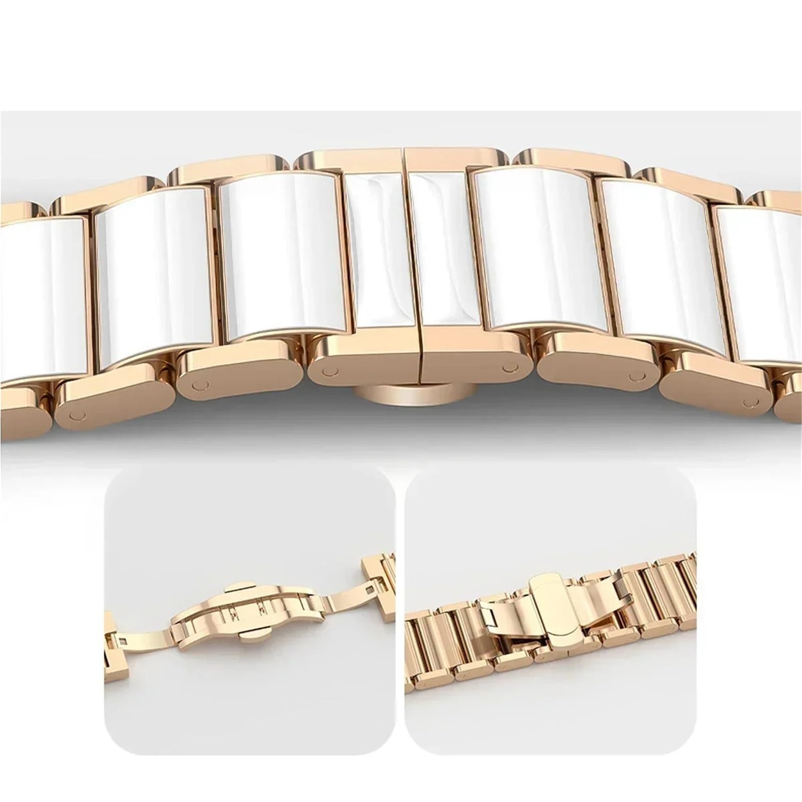 Pasek ceramiczny 18 mm Opaska ze sprzączką ze stali nierdzewnej do paska do zegarka Smartwatch unisex