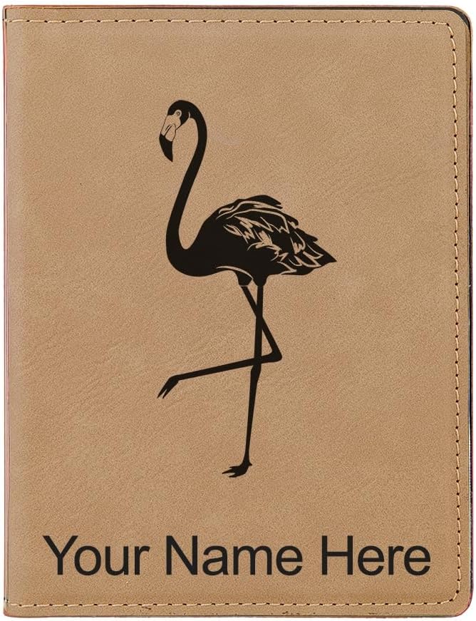 LaserGram Faux Leather Passport Holder, Flamingo, Personalized Engraving Included (Teal)