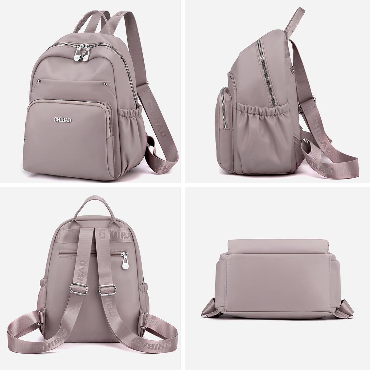 Simple Mini Nylon Backpack Lightweight Waterproof Casual 11.8 Inch Multiple Pockets Small Travel Bag - Image 4