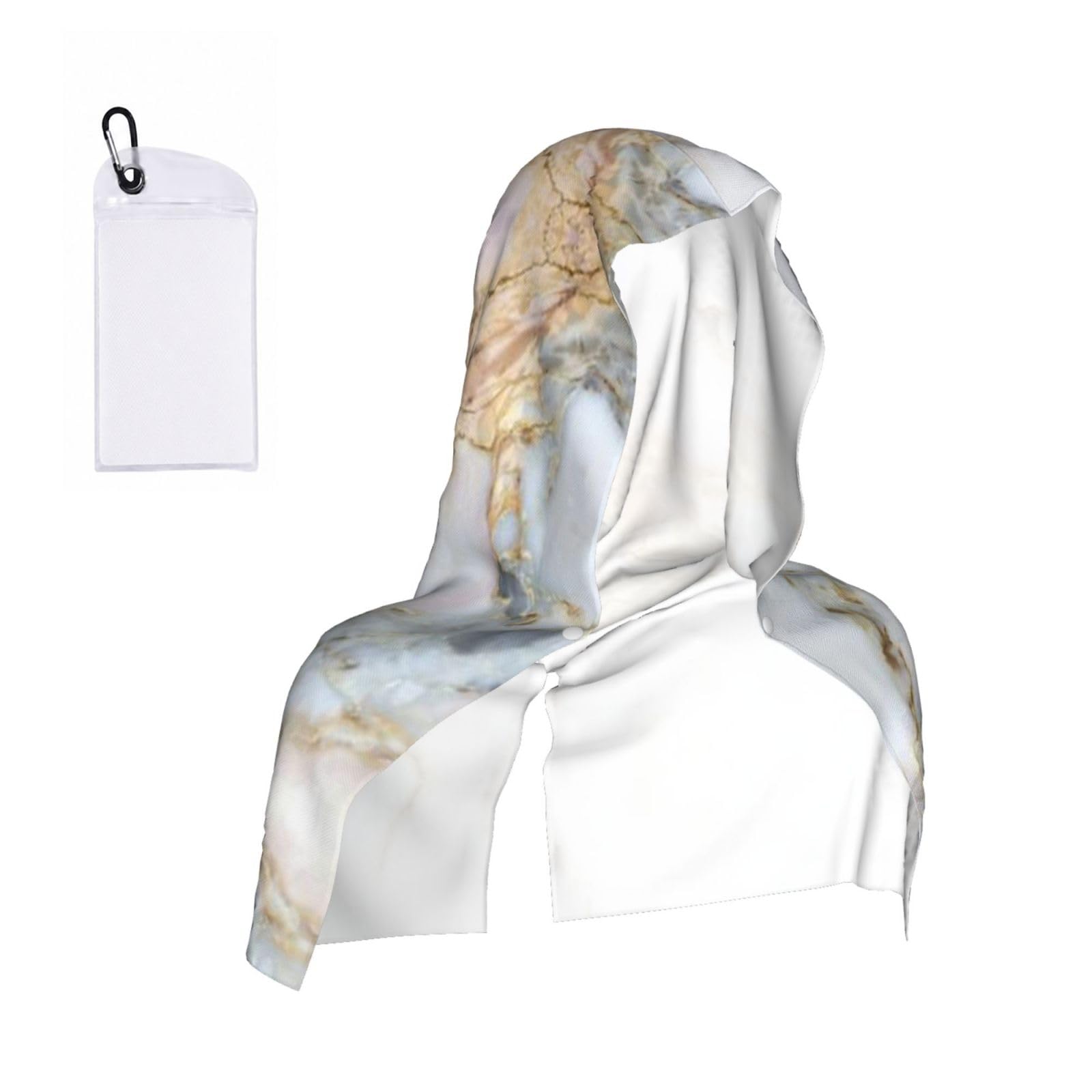 Esnaiuvcd Black Marble Print Multifunctional Cooling Hoodie Bandana Portable Sweat Absorbing Design For Beach Workouts Exercise Heat Relief Accessories