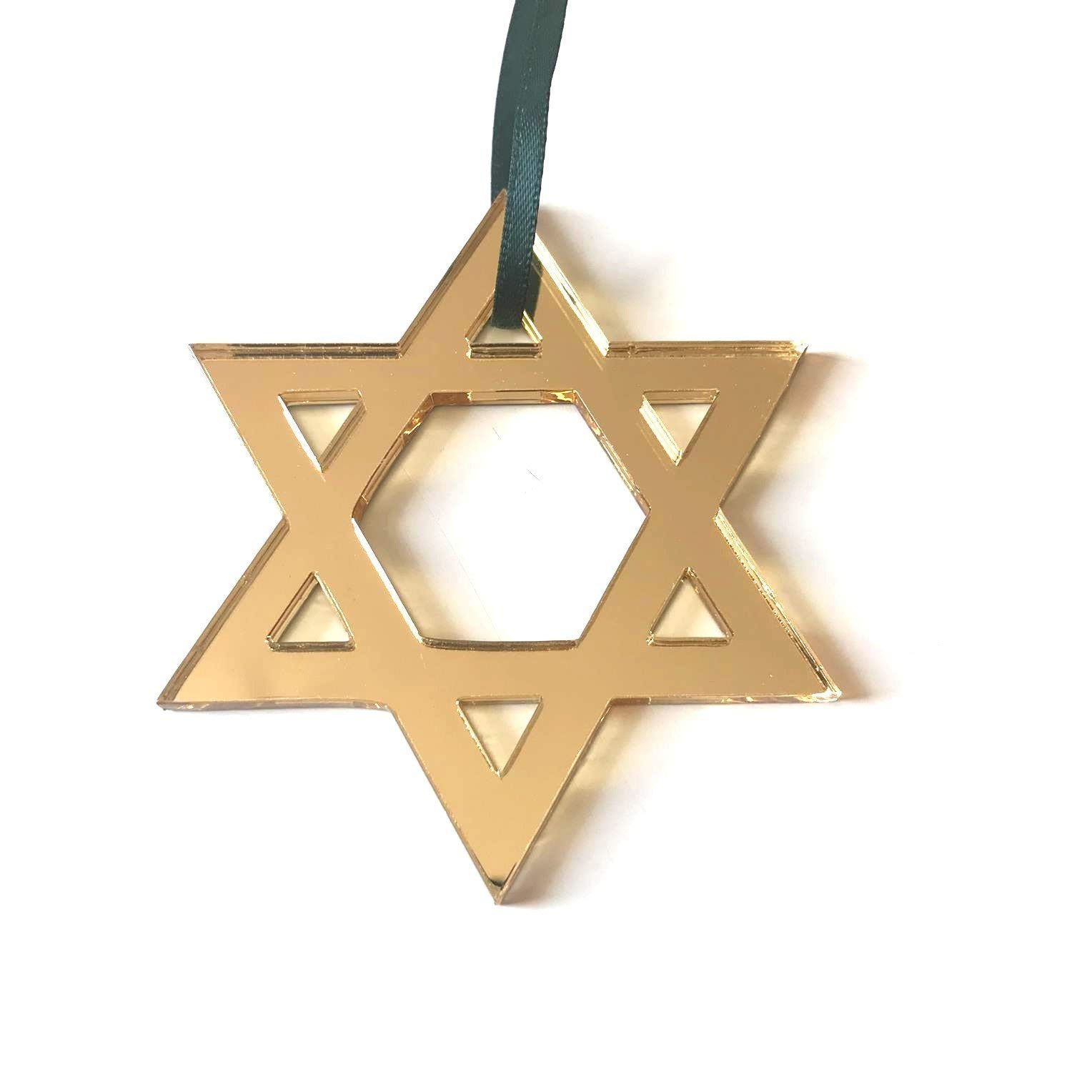 Super Cool Creations Gold Mirrored Star Of David Christmas Tree Decoration - Standard 7Cm