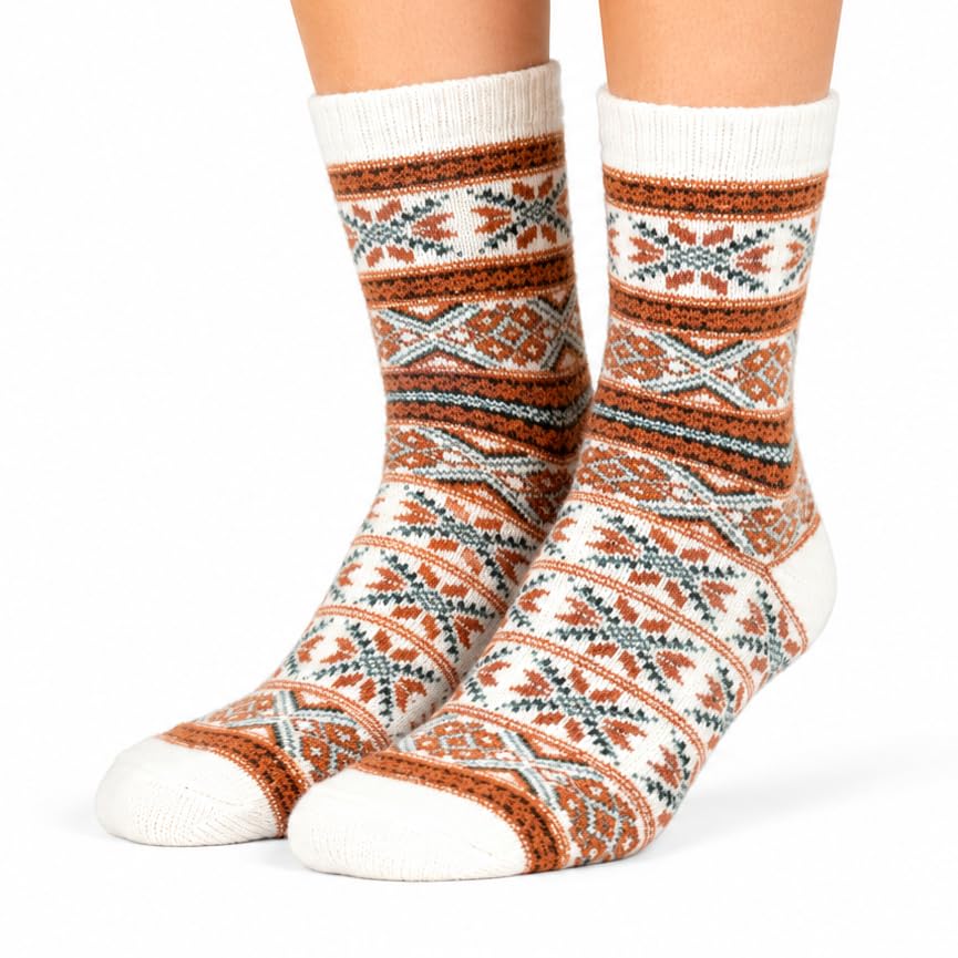 Image of Angora Wool Socks - Machine Washable Dry-Foot Fuzzy Warm Breathable Soft Unisex Indoor /Outdoor Socks for Women and Men