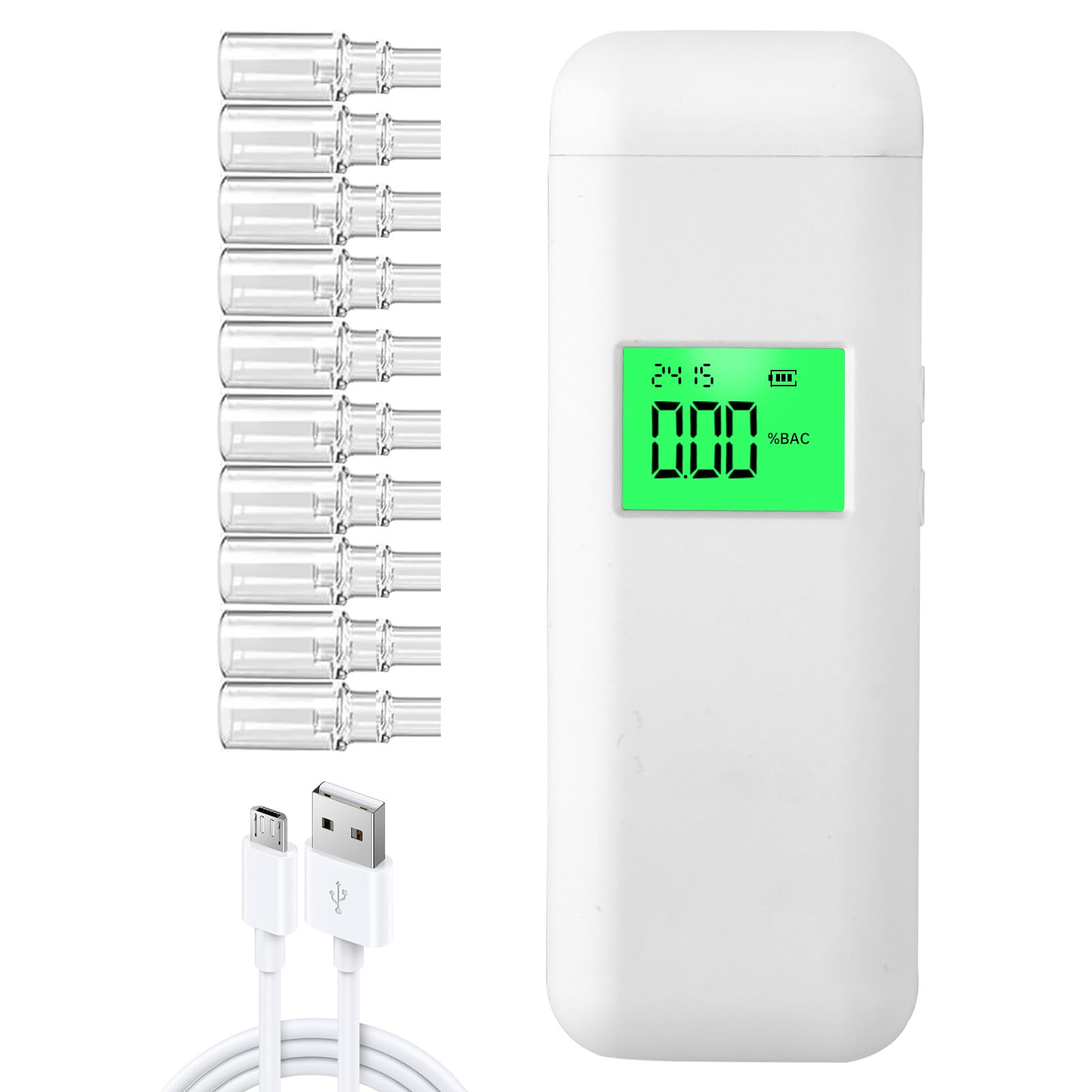 ERICAT Alcootest Portable, Éthylotest sans Contact avec Écran D'affichage, Mesure Rapide Et Embouts Remplaçables, Arrêt Automatique Et Facile À Nettoyer, pour Les Réunions De Famille