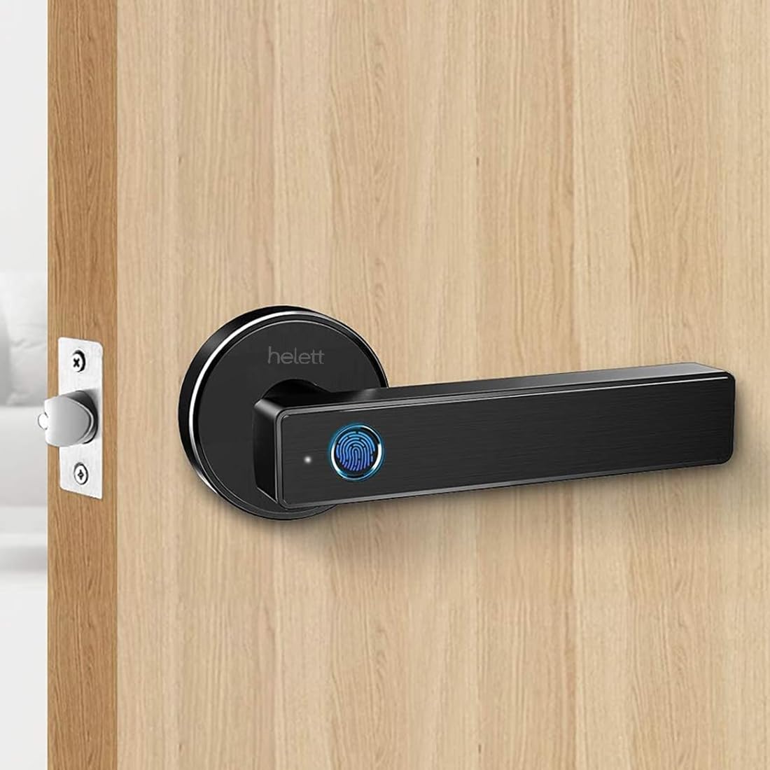 Helett HT320 Digital Door Lock (Lightweight) 50 Fingerprint Manual Key| Mortise |Support USB Emergency Unlock|Suitable for 30mm-55mm Aluminium or Wooden Office Cabin and Bedroom Doors (Black) (B0CRB2KDC6) Amazon Price History, Amazon Price Tracker