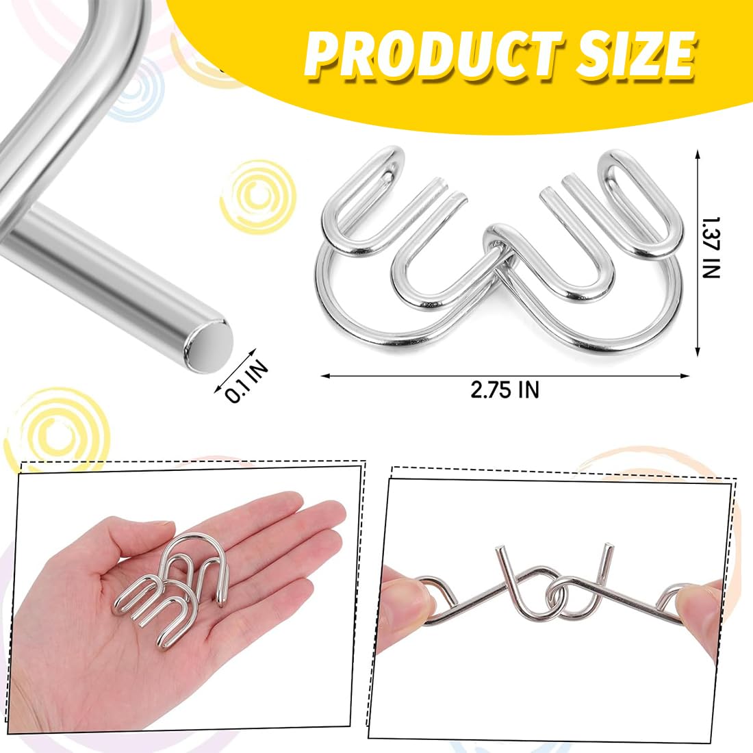 8-częściowy metalowy zestaw łamigłówek, metalowe puzzle, gry cierpliwości, gry zręcznościowe, łamigłówki dla dzieci, dla dorosłych, dzieci, nastolatek