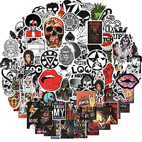Lot de 100 autocollants Rock and Roll - Style punk classique - Vinyle imperméable - Pour ordinateur portable, voiture, guitare, pare-chocs, bouteille