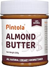 Pintola Almond Butter Creamy 200g - All Natural Unsalted Butter, Healthy Almond Butter Unsweetened for Bread Spreads, Vegan