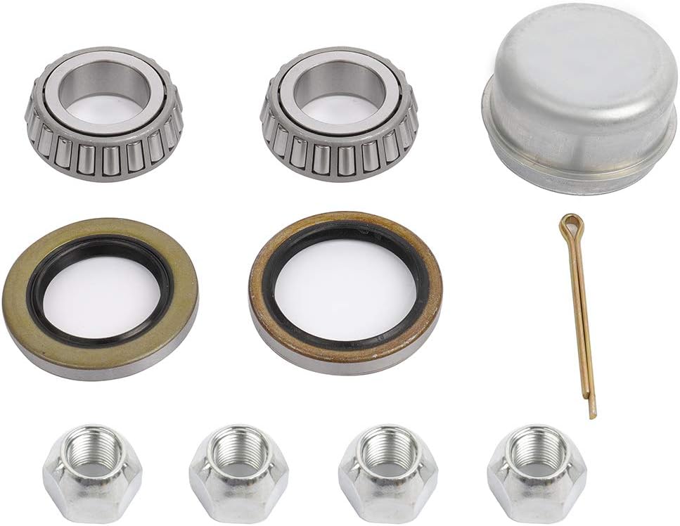 ECCPP Boat Trailer Hub Kit 4 Bolt 1 L44643 Silver Tapered Spindle Galvanized 2,000 Lbs Axle Kit