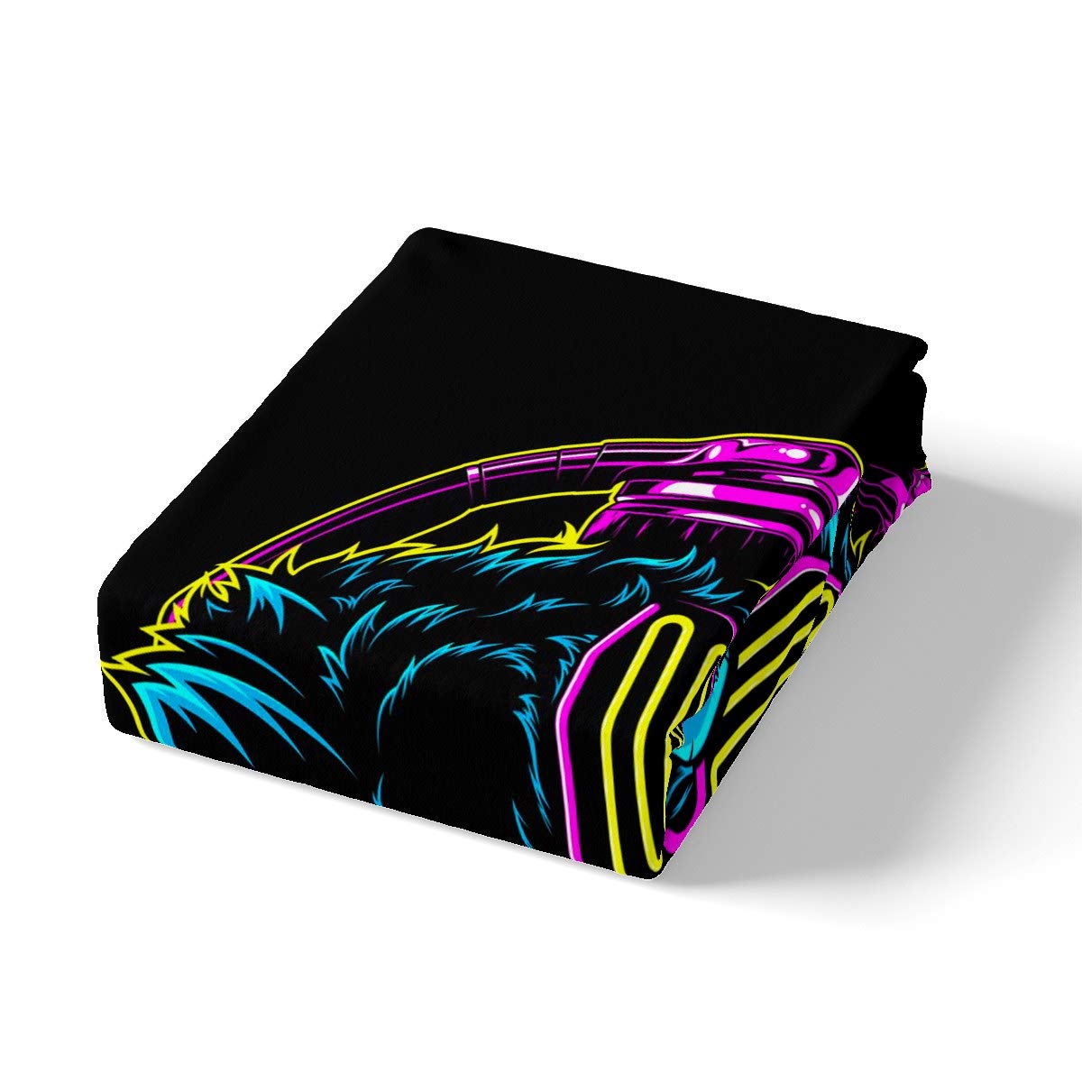 Loussiesd Set di biancheria da letto per bambini e ragazzi, stile hip hop, decorativo, motivo musica rock, blu, rosa, con animali selvatici, per letto king size, 3 pezzi