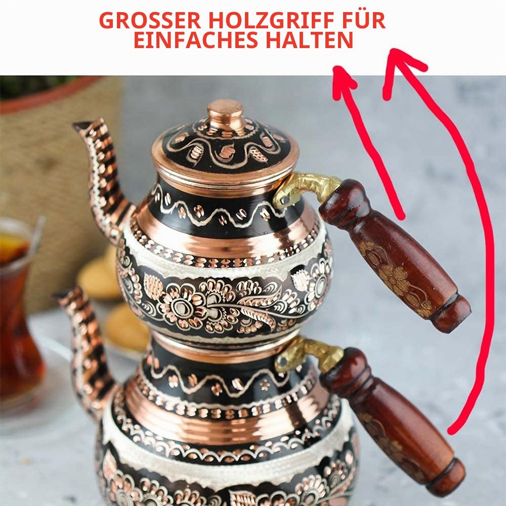 Türkische Teekanne, Teekessel, Topf-Set für Herd, Herd, dekoratives Teesieb, Vintage, antikes arabisches Bauernhaus, Tablett, Tassen, Servierparty, marokkanischer Dekor-Stil, persische Küche