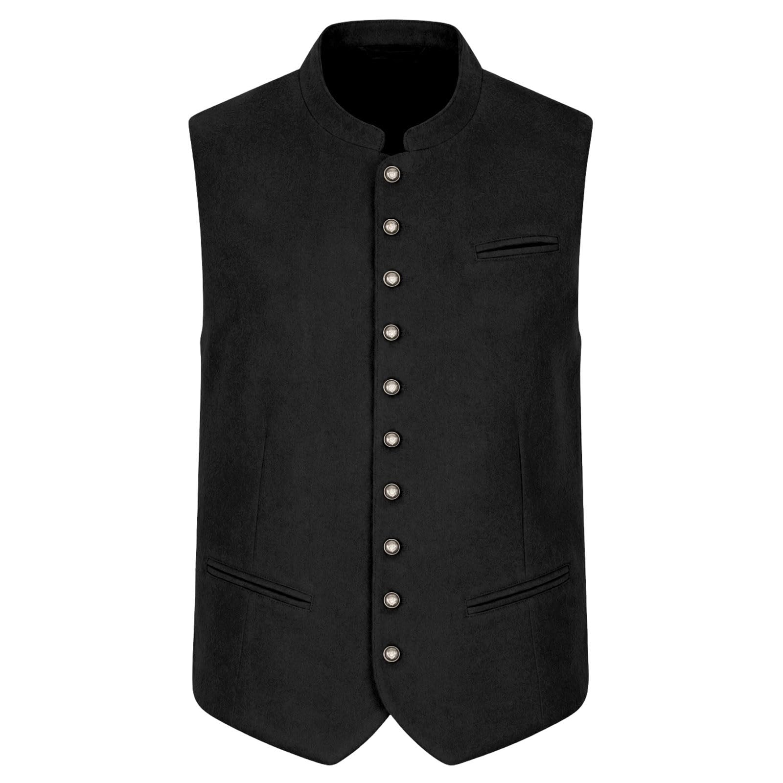 Gilet bavarese da uomo per Oktoberfest, con bottoni in metallo | Gilet tradizionale di alta qualità con elegante effetto pelle scamosciata e robusti bottoni in metallo, taglio slim fit
