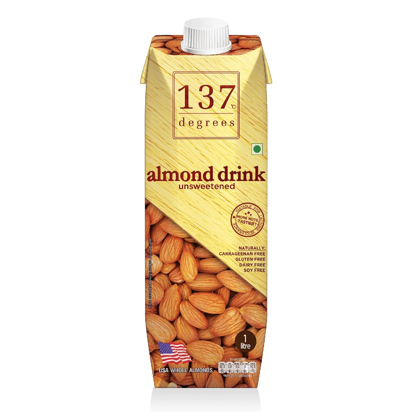 137 Degrees Almond Drink Unsweetened 1 Litre | Plant-Based Almond Milk | Carrageenan-Free | Gluten-Free | Dairy-Free | Soy-Free | Imported from USA-image-20