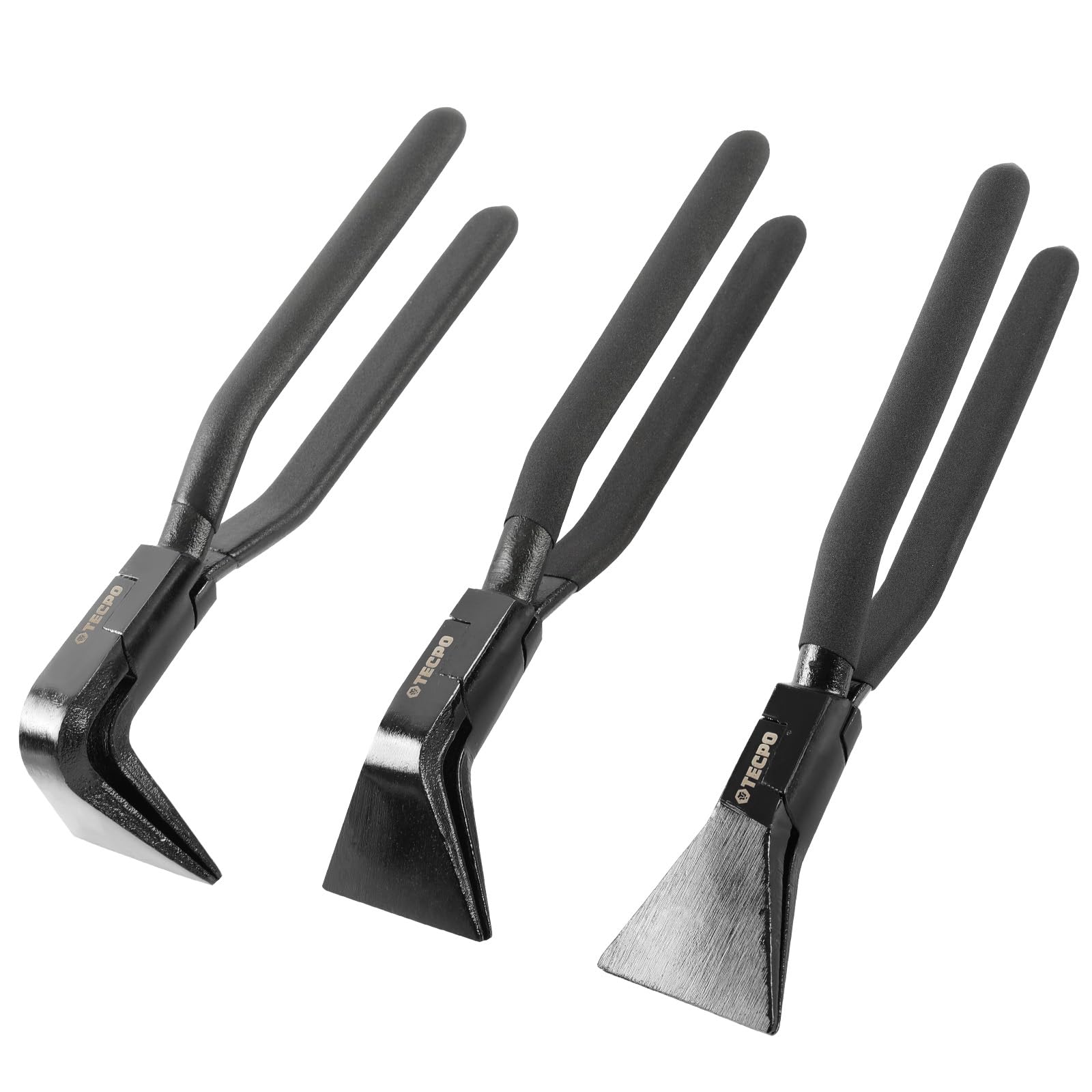 TECPO Set di 3 pinze piegate 0° 45° 90° – dritte, angolate, isolate a immersione 280 mm – Pinza piegatrice – per smussare lamiere con larghezza massima di apertura di 60 mm