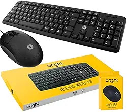 Genérico Kit Teclado e Mouse Com Fio USB, ABNT2 107 Teclas, Preto, Cabo 1,3m, Plug and Play (2)