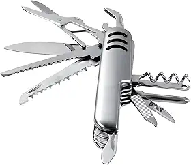 Canivete Suíço Multifuncional 11 Funções Aço Inoxidável 15cm Aberto e 9cm Fechado Compacto Resistente e Ideal para Camping Pesca e Viagem