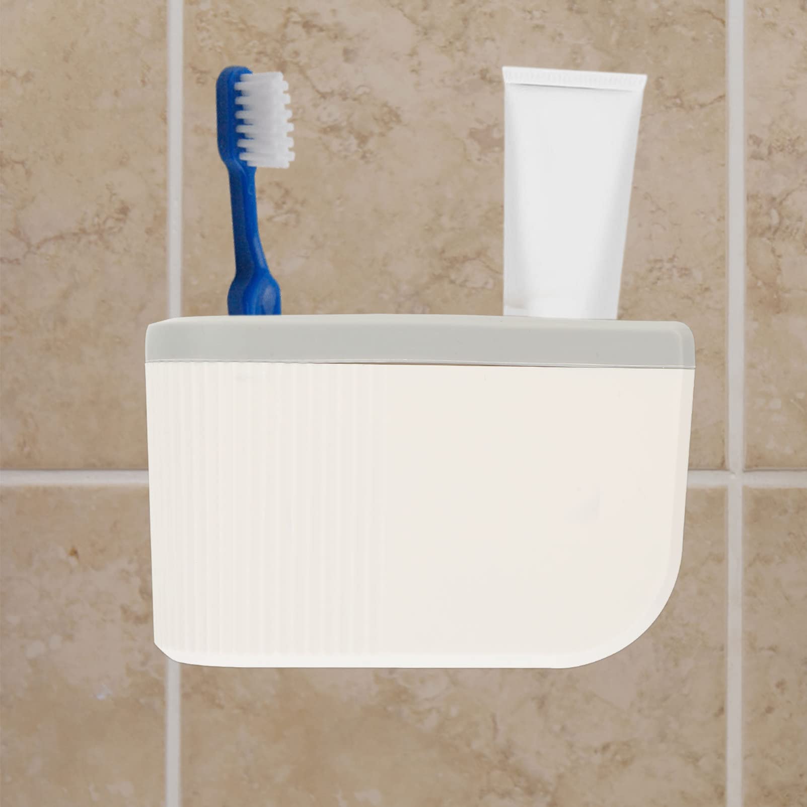 Soporte para cepillo de dientes eléctrico montado en la pared y maquinilla de afeitar, almacenamiento de cepillos de dientes eléctricos y dispensador de pasta de dientes, diseño elegante y fácil