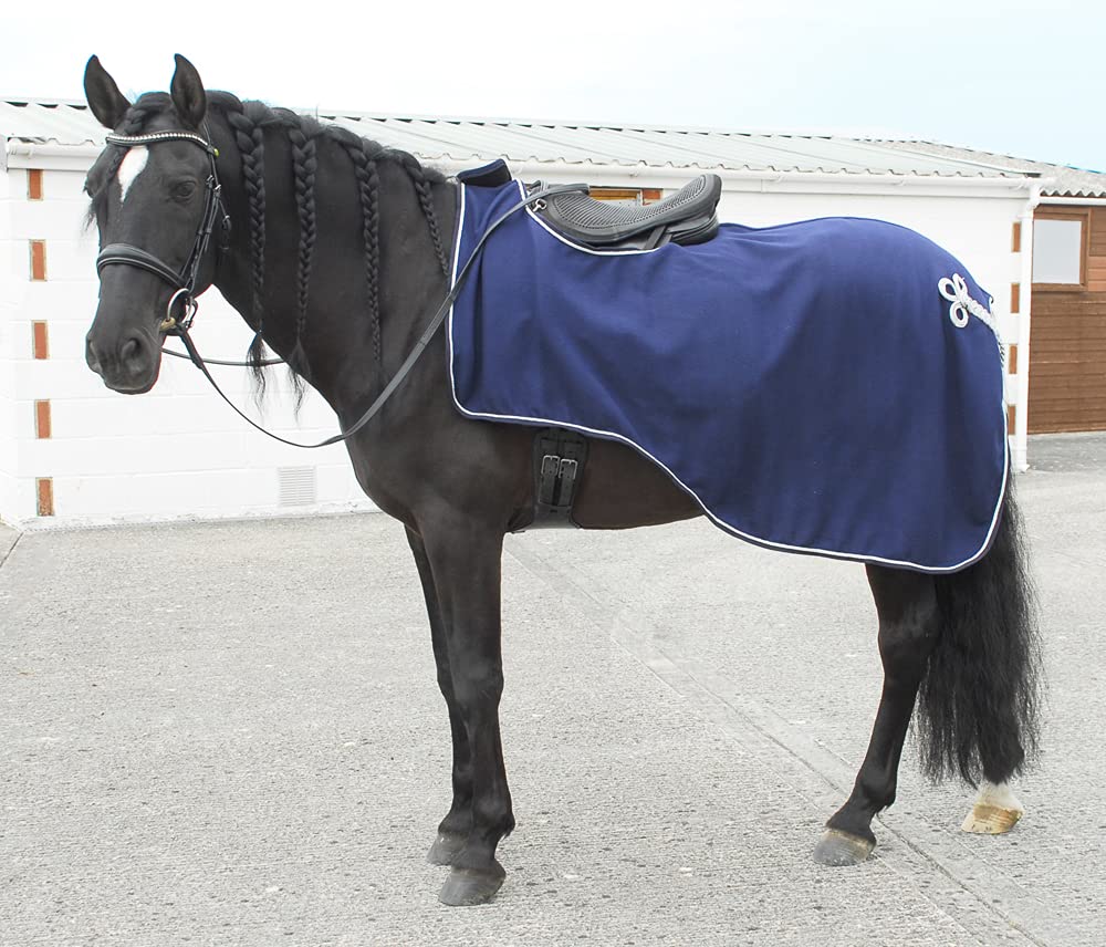 Rhinegold Embroidered Ride-On Rug, Fly Rugs for Horses, Cob Navy