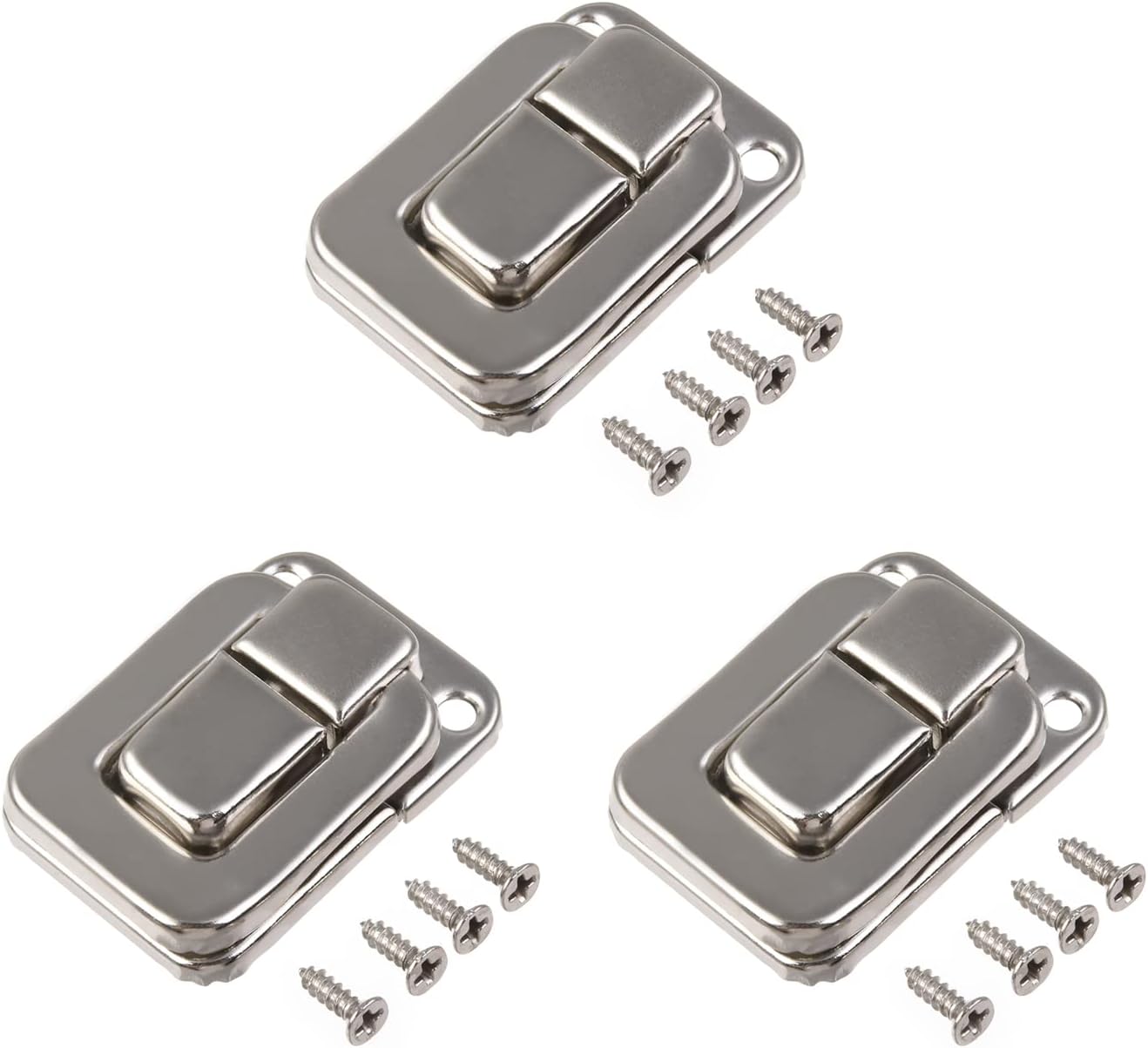 MroMax 4Pcs Toggle Catch Locks 1.57" x 1.06" (LxW) Hasp Latches Modern Clasp Iron Silver Decorative with Screws for Jewelry Box Ordinary Box Gift Box Wooden Case Cabinet Toolbox