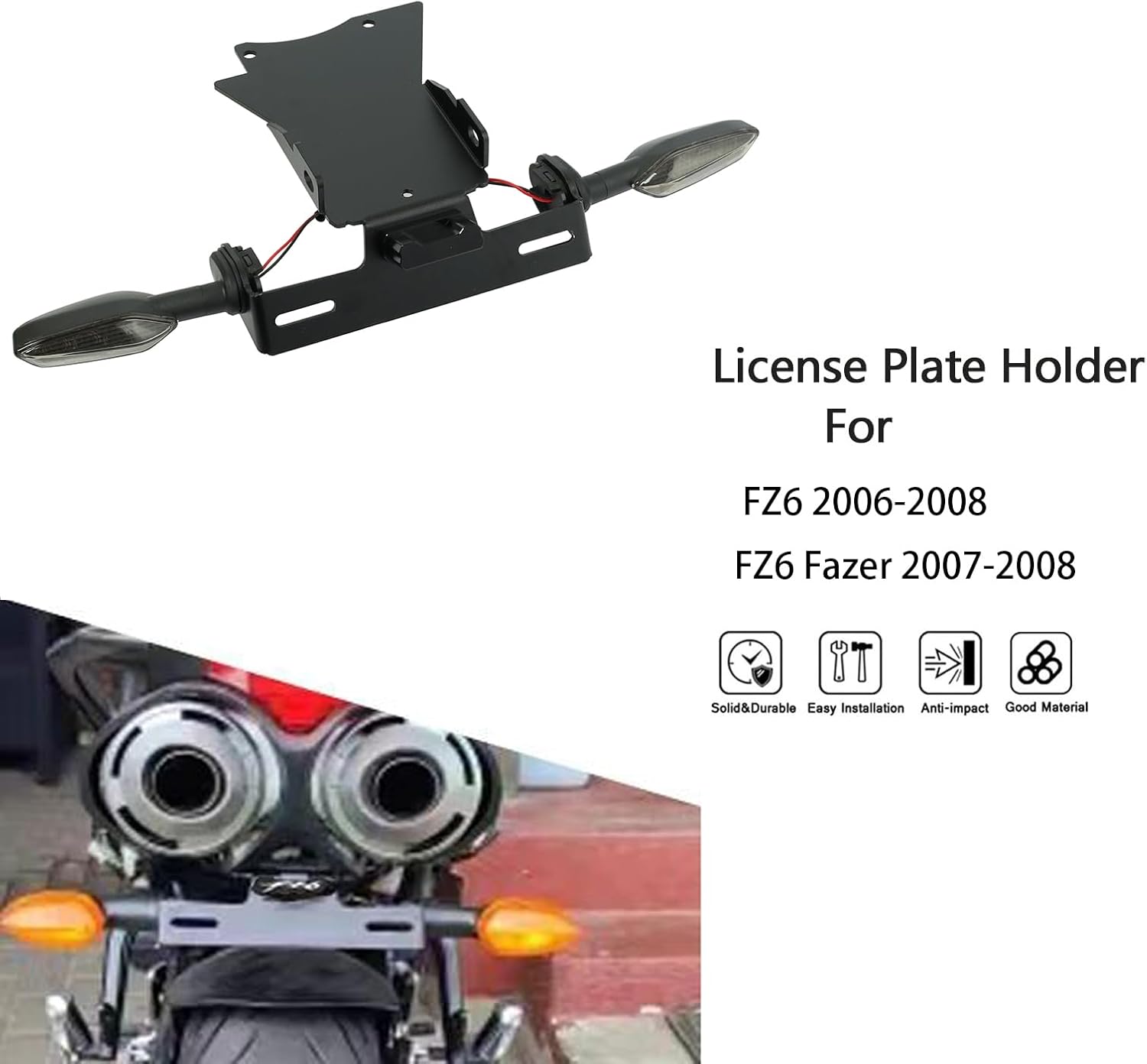 Tail Tidy Kit for FZ6 2004-2010，FZ6 Fazer 2004-2010. Fender Eliminator Kit equipped License Plate Holder, License Plate Light, PLUG&PLAY Turn Signal Lights
