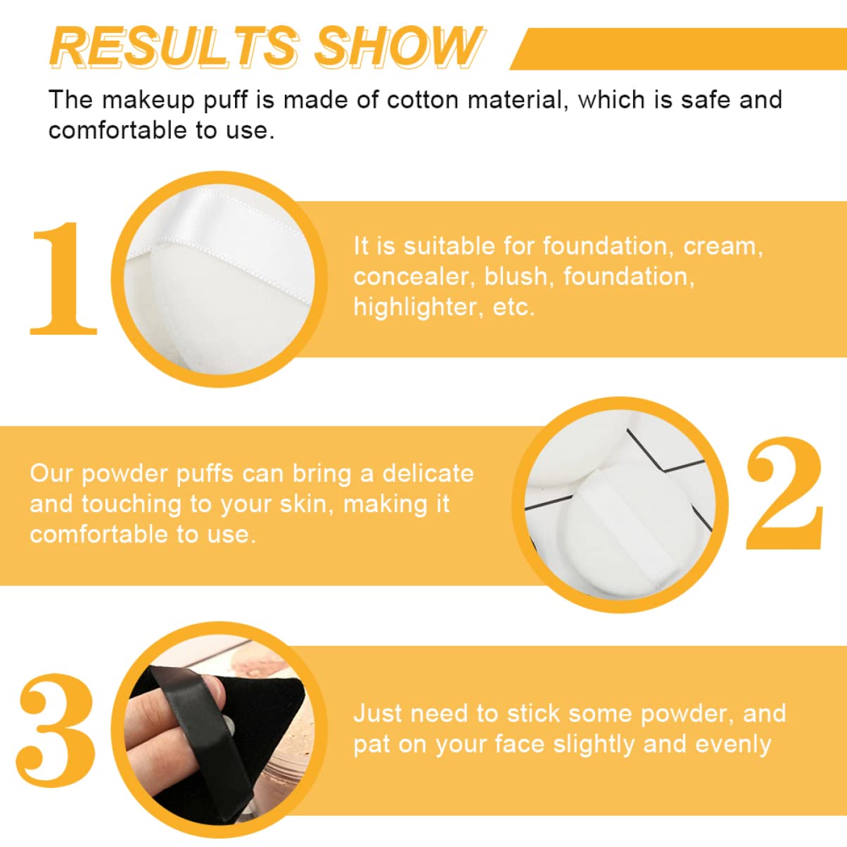 BESTYASH Cotton Material Makeup Puff 10pcs Powder for Foundation Non-slip Applicators