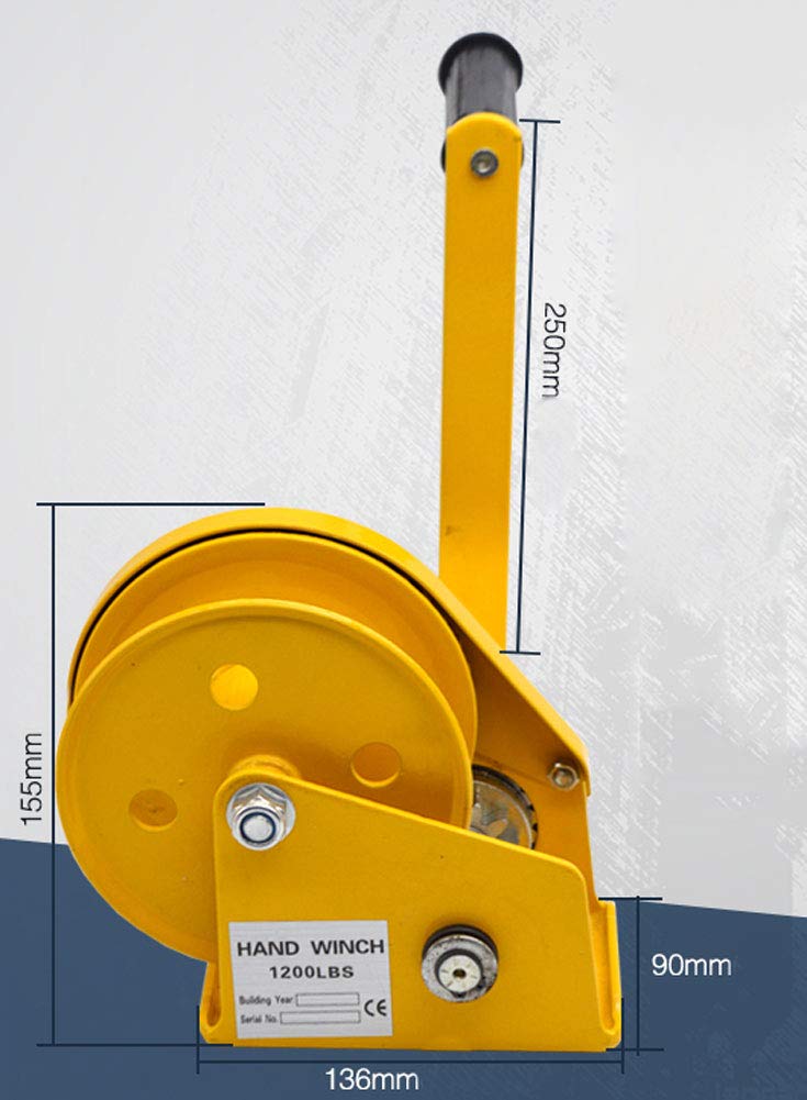LXYYSG Verricello Manuale Piccolo, Argano a Cricchetto Manuale con Cavo e Gancio in Acciaio, Barche Manovella Verricello a Mano Paranco con Freno, Portatile Verricello per Trainare