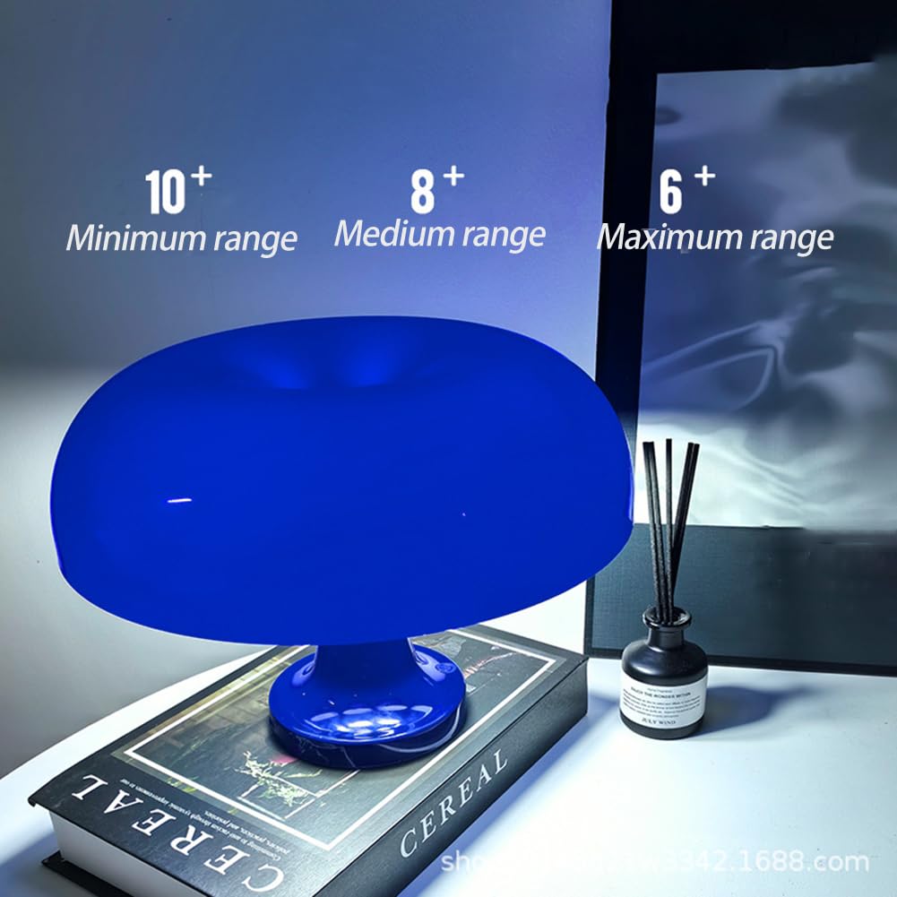 Pilz Tischlampe Kabellos Deko, LED Akku Tischlampe mit Touch Dimmbare Blaue Pilzlampe USB Aufladbar Batteriebetrieben Schreibtischlampe 3 Farben Einstellbar Nachttischlampe Mushroom Leselampe