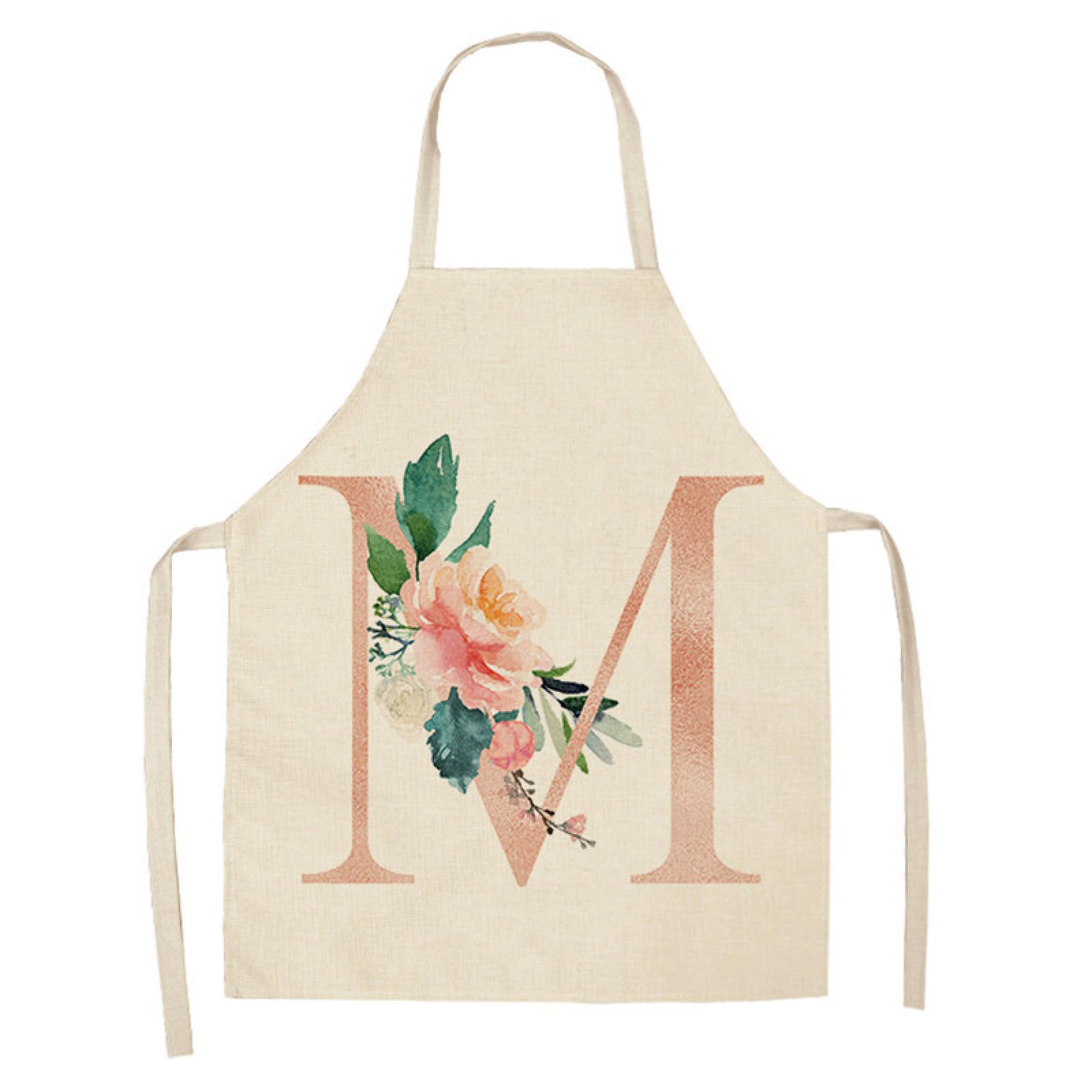 Delantal De Lino Y Algodón Sin Mangas Para Damas/niños, Patrón De Letras Rosas, Delantal De Cocina Para Hornear, Restaurante, Chef, Camarero, Uniforme De Trabajo, Herramientas De Limpieza Del Hog