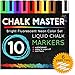 Chalkmaster Liquid Chalk Markers - Huge 10 Color Liquid Chalk Premium Artist Quality Marker Pen Set + 6 FREE Additional 6 mm Reversible Chisel to Bullet Point Tips - 100% Satisfaction Guarantee
