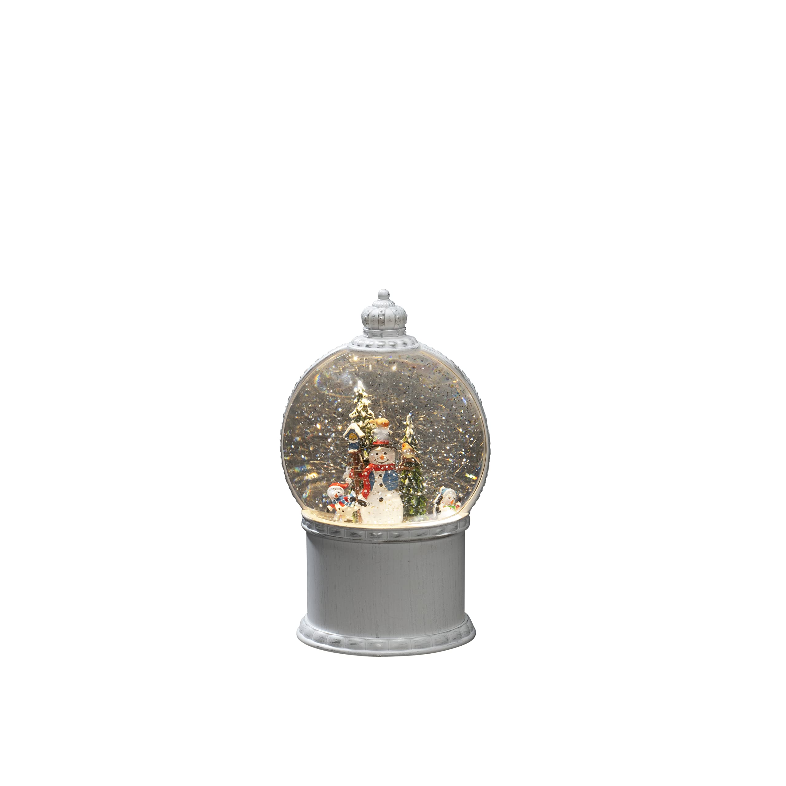 Konstsmide LED Kugellaterne Schneemann mit Baum weiß wassergefüllt Timer 1 warm weiße Diode batteriebetrieben USB Innen 3x AA 1.5V 4302-200