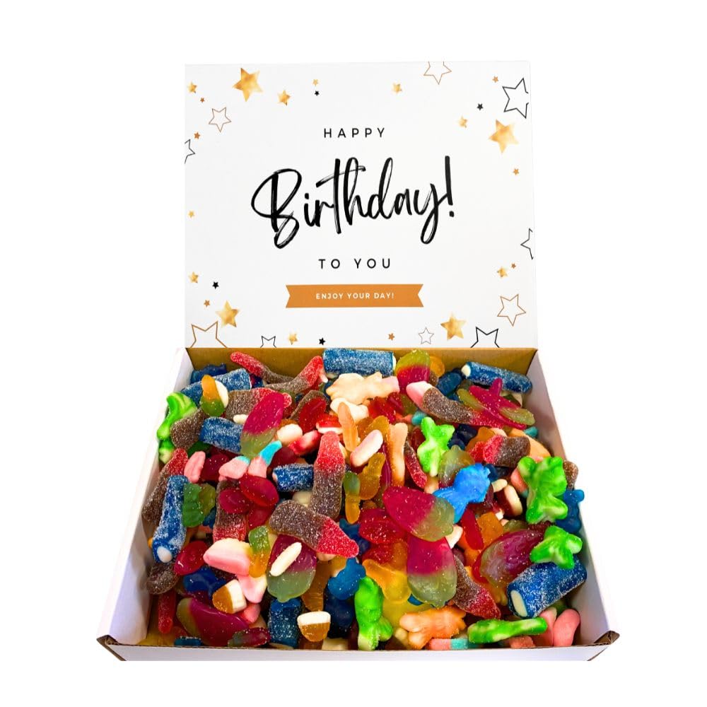 – Happy Birthday Random Pick & Mix Hamper Gift Box For Women, Men & Kids - Sweetie Tooth (1kg)