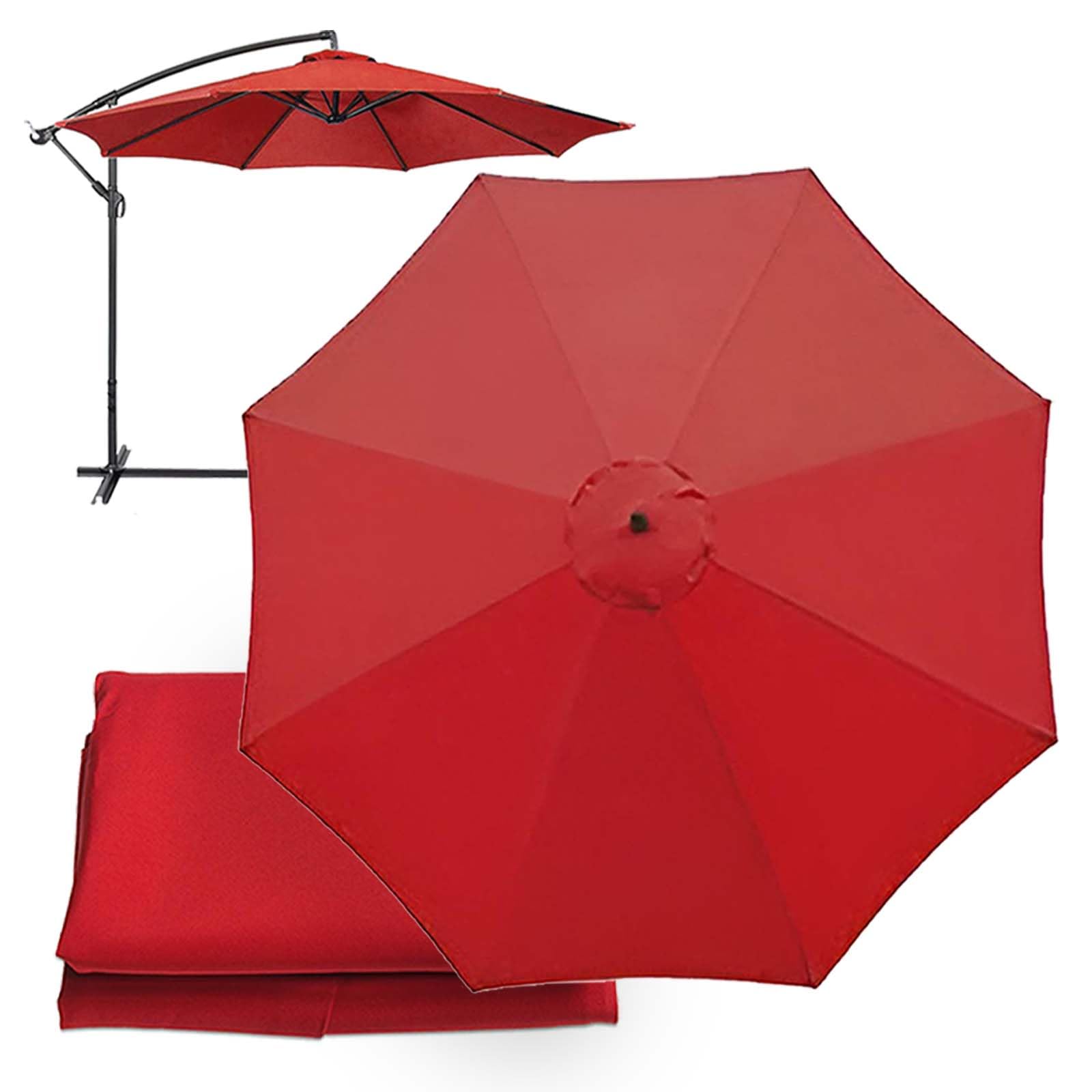 XEISYO Replacement Umbrella Covers 2/2.3/2.5/2.7/3/3.5M, 6/8 Ribs, UV Protection Garden Replacement Parasol Canopy, for Patio Yard Beach (Red,8ribs-3.5m/11.5ft)