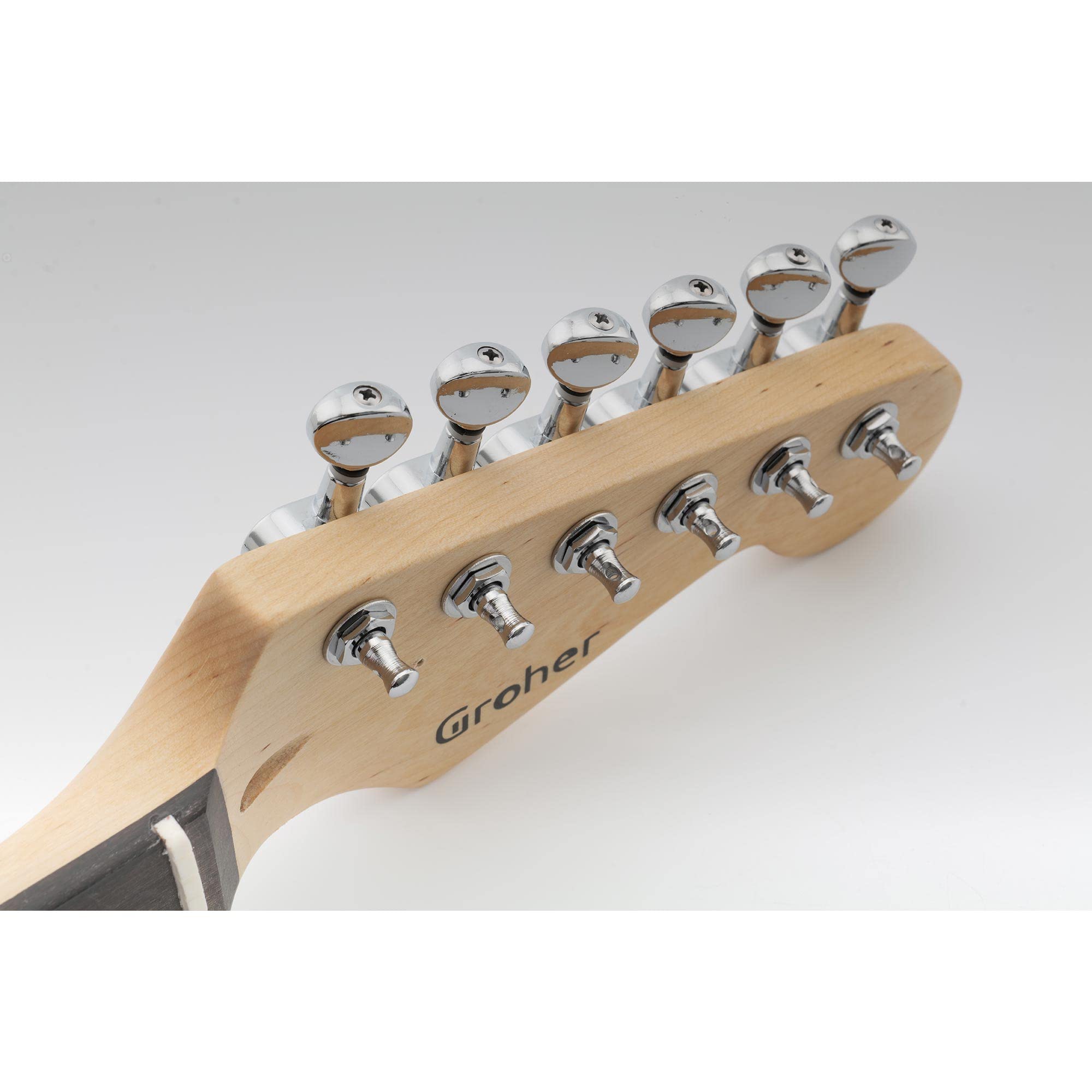 Musiclily Set di Meccaniche in Linea L6 per Chitarra Elettrica tipo Strat Tele, Kidney Button Cromato