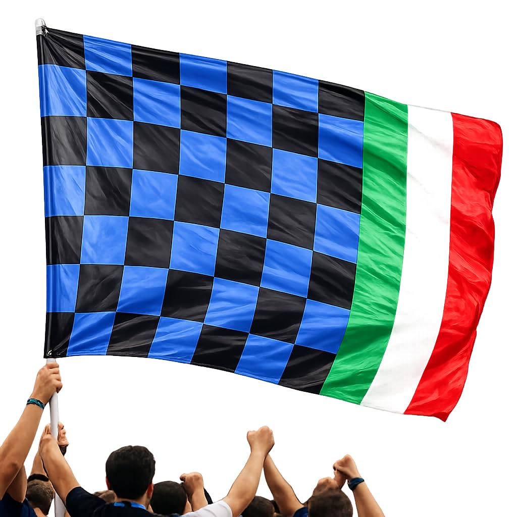 Bandiera Stadio 100x150 Gigante 140x200 cm Nero ed Azzurro Tricolore Bandiere Nero ed azzurre PS 03651