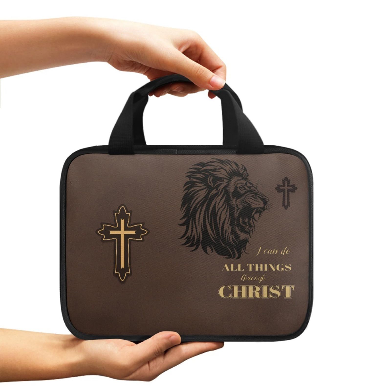 HDOYTXXM Religious Scripture Container with Crosses Design Tear Resistant Polyester Fabric Spacious Compartments for Worship Essential Clergy Supply Organiser Case
