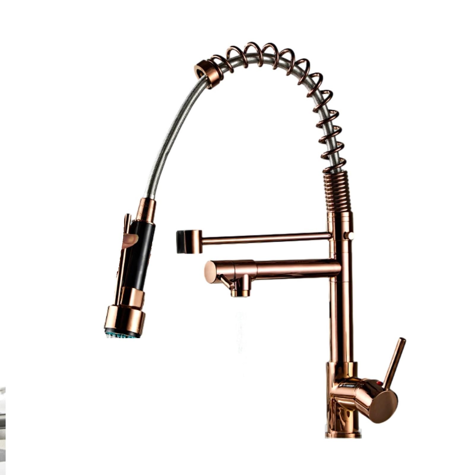 Kitchen Mixer Tap Home Faucet Pull-Out Sink Basin Rose Gold Two Functions