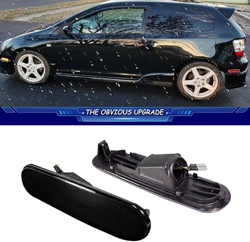 Miniatura 2 de TurningMax Para Honda Civic Si EP3 3DR parachoques lateral delantero ámbar trasero rojo lámparas ahumadas 33801S5TA01 4PS 2003 2004 2005